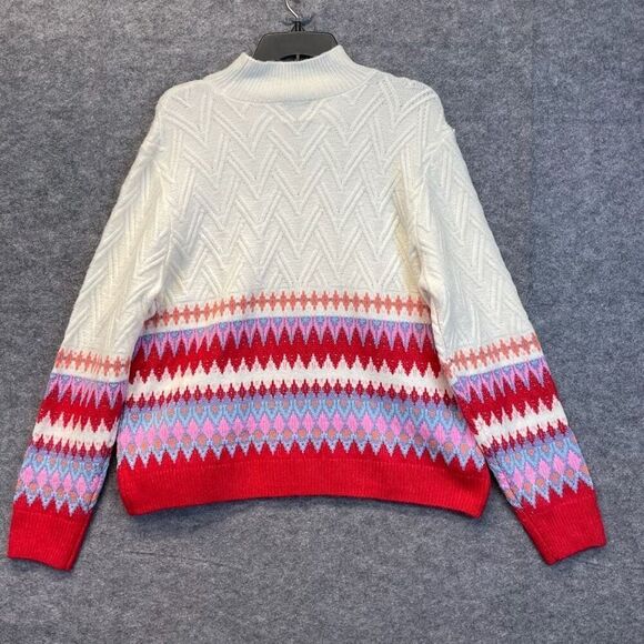 NWT ST. JOHN'S BAY Sweater Women’s XL Multicolor Fair Isle Cable Knit Pullover - Picture 10 of 16